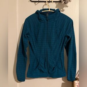 The North Face Teal Zip-Up Hooded Fleece Jacket